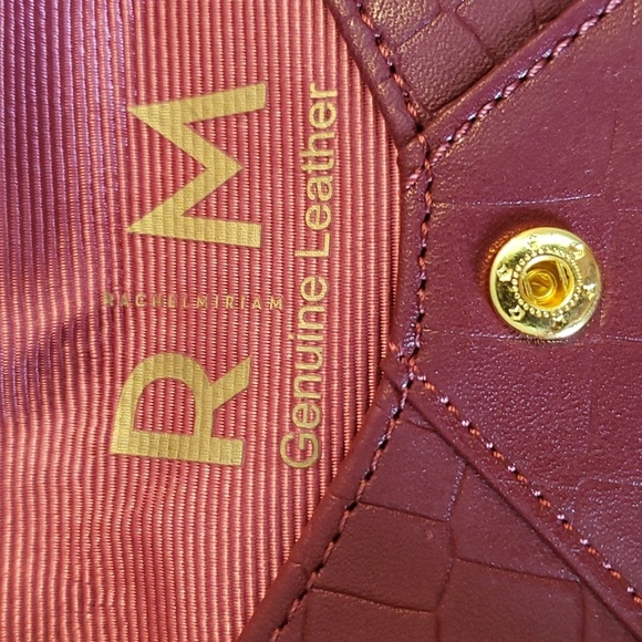 NWOT Rachel Miriam Leather Card Case Lined Bordeaux Incl Protective Bag - Picture 2 of 9
